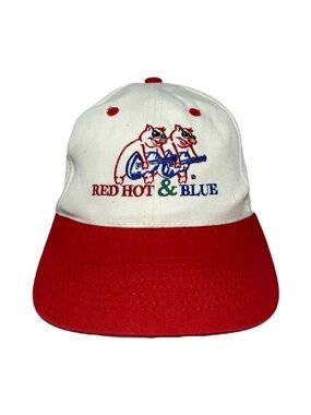 Vintage Red Hot & Blue Snapback Hat Pig Graphic USA Trucker Style